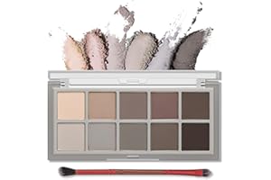 Erinde 10 Colors Nude Eyeshadow Palette, Taupe Brown Mavue Matte Eye Shadow Palette Makeup, Neutral Grey Smokey Eye Pallete, Ultra-Blendable, Long Lasting Natural Eyeshadow for Older Women, Cement