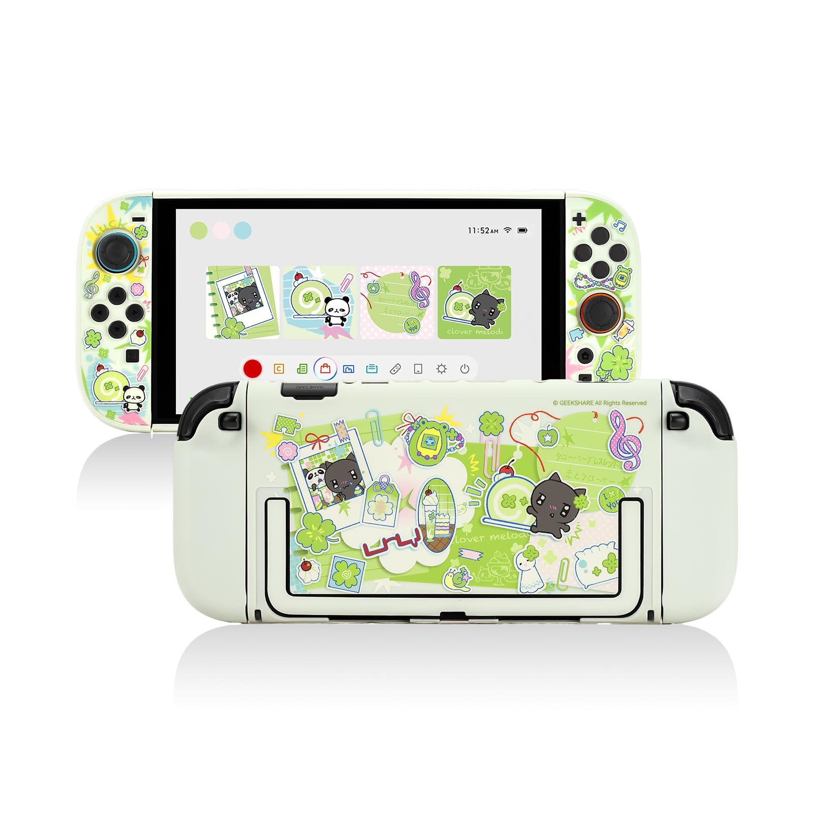 GeekShare Slim Protective Case Compatible with Switch 2 (2025), Anti-Scratche and Shock-Absorption Dockable Hard Shell for Switch 2 Game Console - Lucky Clover Memo
