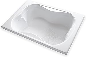Carver Tubs - TMS7248 - Modern Acrylic Fiberglass Soaking Bathtub - White Two Person Contemporary Acrylic Tub For Bathroom w/Armrest - Deep Relaxing Soak - 72"L x 48"W x 18"H