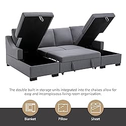 ERYE U-Shaped Sleeper Sectional Pull Bed and