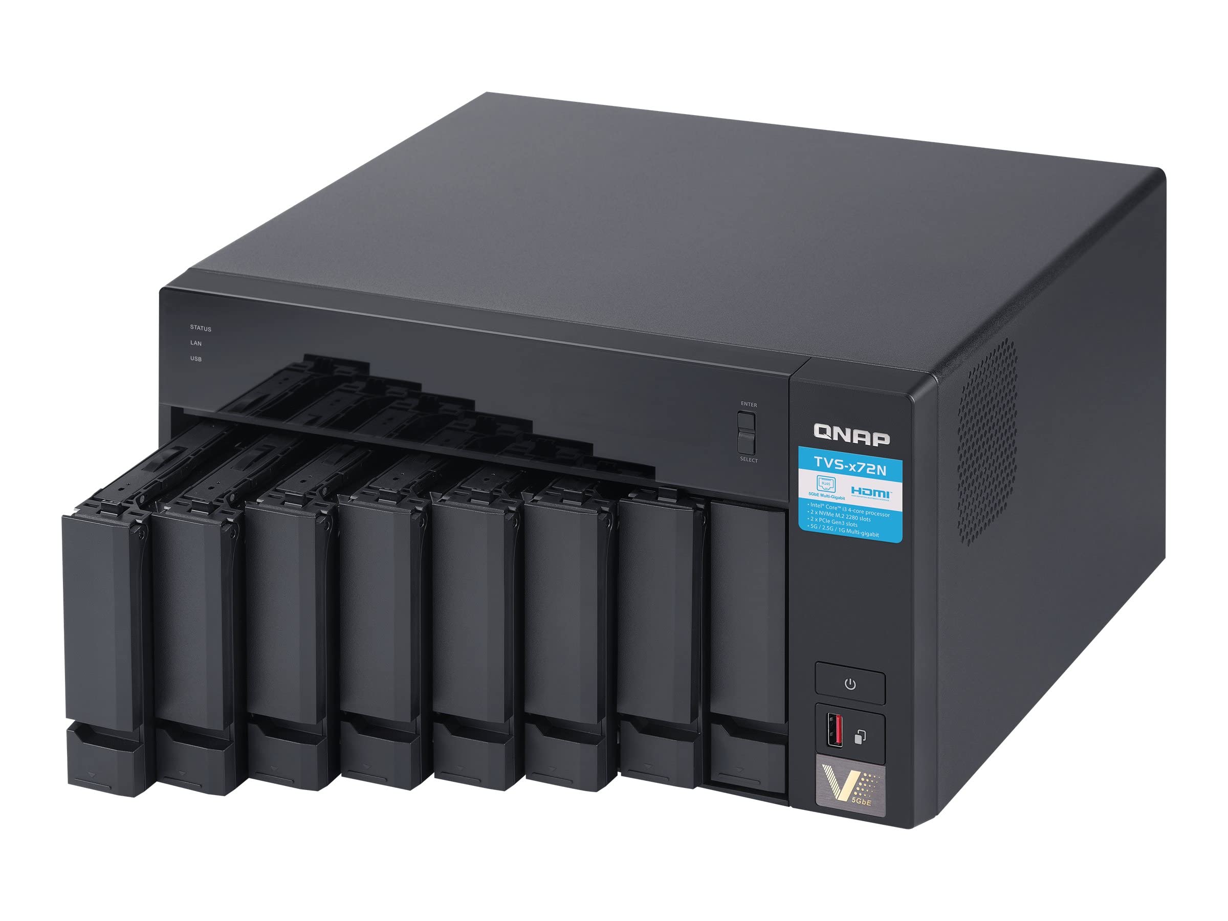 QNAP TVS-872N-I3-8G 8-Bay NAS Intel Core i3-8100T 4-CORE 3.1 GHz 8 GB DDR4 RAM Max 32 GB — image 1