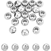 NBEADS 20 Pcs 10×8mm Stainless Steel Rondelle Large Hole Beads, 201 Stainless Steel European Smooth Round Spacer Beads Metal Loose for Paracord Jewelry Making, Hole: 5mm