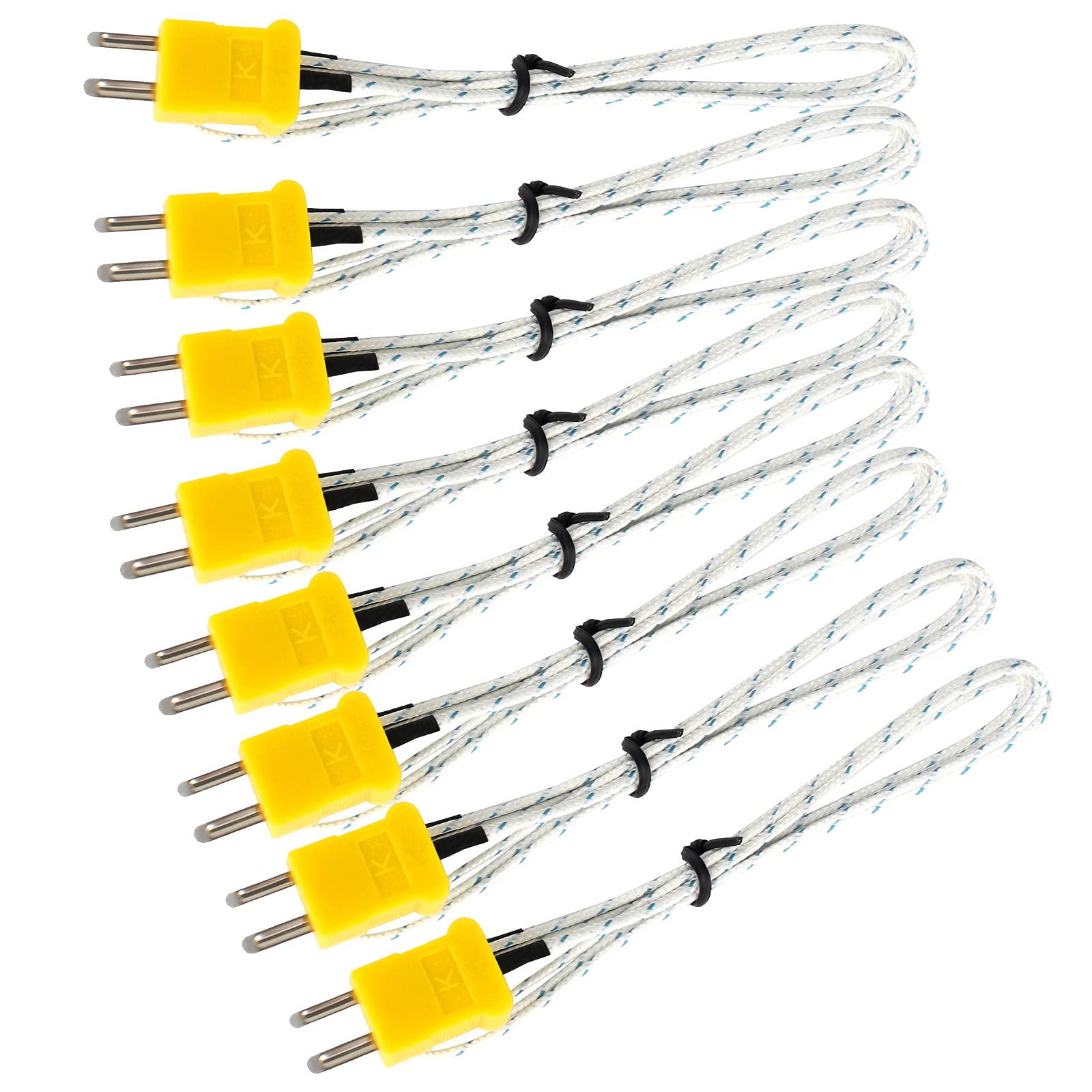 Haisheng 8PCS 1M K Type Thermocouple Probe K Type Temperature Sensor Thermocouple Type k Wire K Type Connector Measure Range -50~400°C