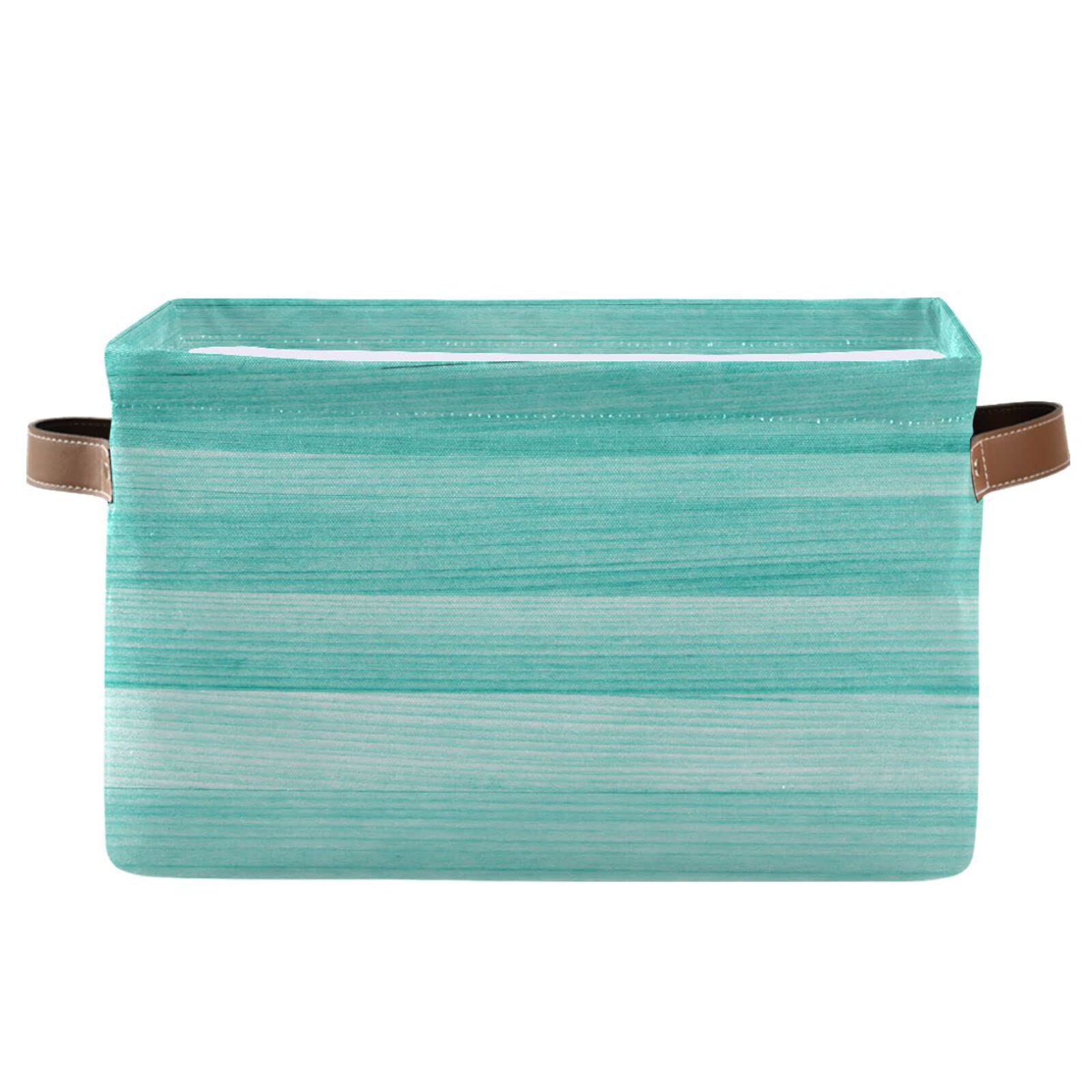 Teal Turquoise Green Wood Storage Basket Teal