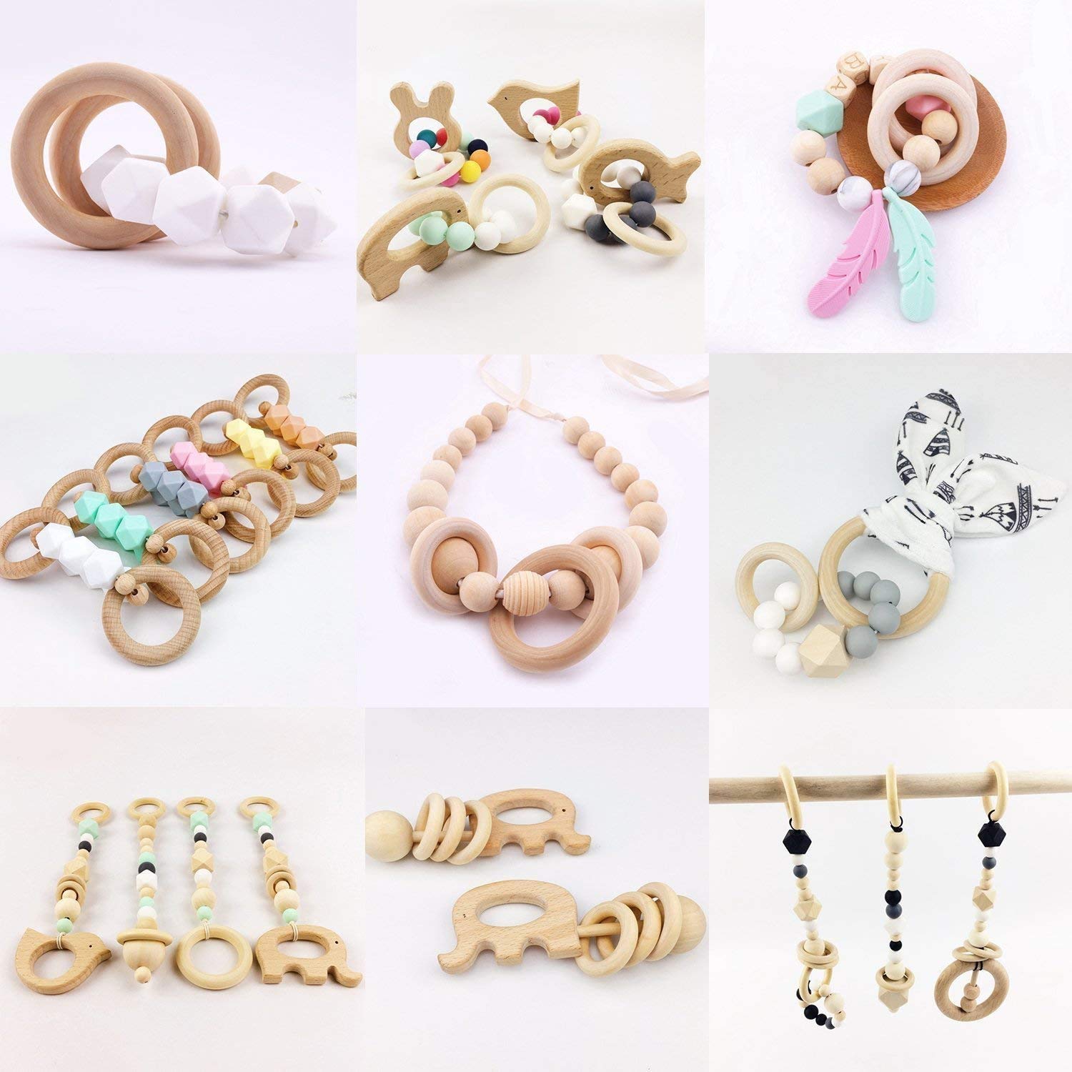 100 Pcs 5 Sizes Natural Wood Rings for Crafts, Unfinished Smooth Wooden Ring for Macrame, Wood Circles for Craft, DIY Ring Pendant and Connectors Jewelry Making