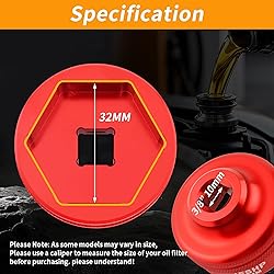 LIFSHP 32mm Oil Filter Socket, for Ecotec TDI GM VW
