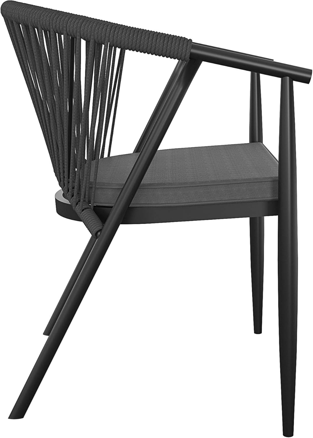 CosmoLiving by Cosmopolitan 88288BGYE, Circi Collection, Stacking Rope Weave, 4-Pack, Black and Charcoal Dining Chairs : Garden & Outdoor