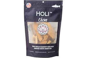 HOLI Wild Caught Salmon Skin Dog Dental Chews, Natural Single Ingredient Oral Hygiene Dog Treats, Reduces Plaque, Tartar Control, Omega 3 & 6 for Healthy Coat
