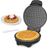 FineMade 7 Inches Round Classic Waffle Maker Machine, Mini Waffle Maker, Non-stick Waffle Irons, Thin Waffle Maker Crispy, Black