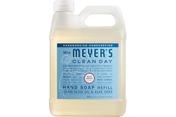 MRS. MEYER'S CLEAN DAY Hand Soap Refill, Rain Water Scent, 33 Fl Oz Bottle