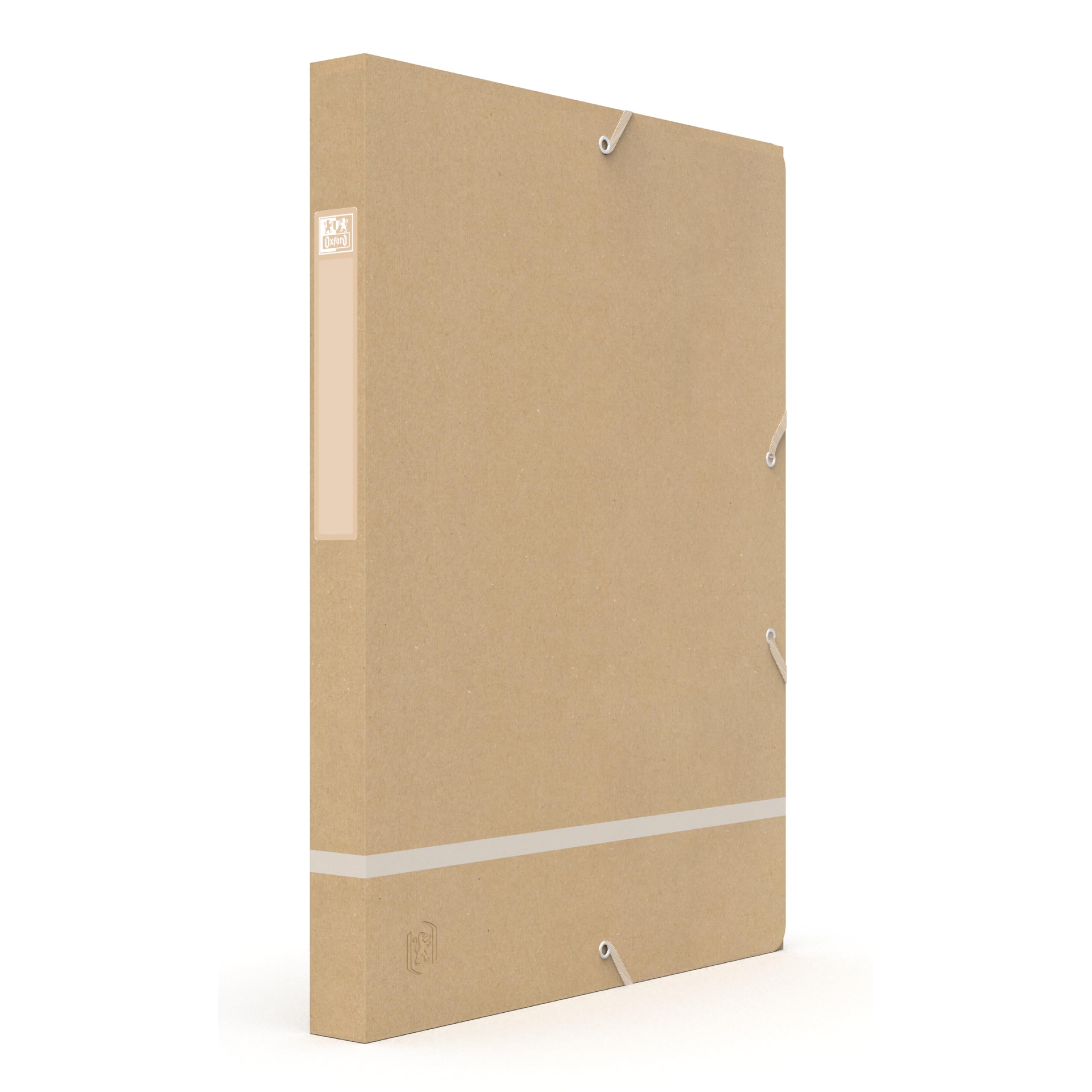 Oxford Touareg A4+ Filing Box 24 x 32 cm, Recycled Cardboard Eco Folder with Elastic Closure, 25 mm Spine Holds Up to 200 Sheets, Plastic-Free, Kraft & Frosted White