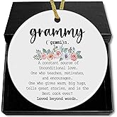 cvjutf Grammy Definition Christmas Mothers Day Birthday Ceramic Ornaments Gifts for Grammy Grandma from Grandkids Grandson Granddaughter, Grandma Christmas Tree Haning Ornaments Decorations, 3x3In