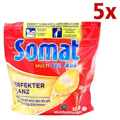 Somat Multi-Gel Tabs/Spülmaschinentabs Zitrone 5er Pack / 5x 22 Stück