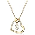 M MOOHAM Heart Initial Necklaces for Women & Girls - Dainty Letter Necklace in Gold, Trendy Gifts for Women & Teen Girls