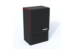 BOLTQUAN Black Tarot Card Holder with Red Interior; Fold Top Tarot Card Box Case with Magnetic Lid Closure; Fits Standard Tarot Card Deck; Holder Measures Standard Size 5.39 x 3.38 x 2 In (137*86*51mm) (Red)