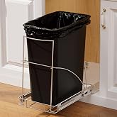 Pull Out Trash Can Under Cabinet &amp; Under Sink, Heavy Duty Slider Organizer | Adjustable Cabinet Garbage Can Rack, Fits 30-40Qt Bins, Requires 13"W x 18"D Cabinet Opening, Chrome Finish, Can Not Included
