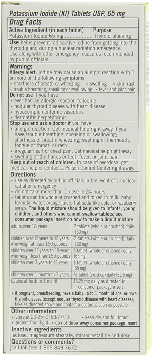 Thyrosafe Potassium Iodide Tablets, 65 Mg, 20-Count: Health & Personal Care