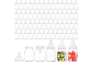 Tebery 72 Pcs Baby Shower Candy Bottle, Reusable 3.5 Inch Mini Candy Milk Bottles, Clear Plastic Candy Container, Baby Shower Party Favors Supplies for Newborn Decoration, Birthday, Baptism, Bulk