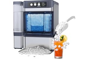 FADHOLE Nugget Ice Maker Countertop with Side Water Tank, 40lbs/Day Self-Cleaning Pebble Ice Maker Machine, Soft Chewable Pellet Ice Ready in 5-8min for Home/Party/RV/Camping