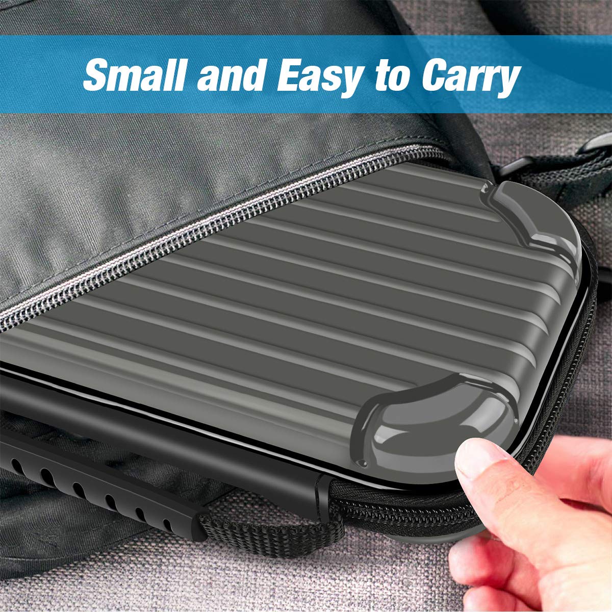 Carry Case for Nintendo Switch Lite Portable Travel Protector Case with 10 Game Slots and Tempered Glass Screen Protector - Black