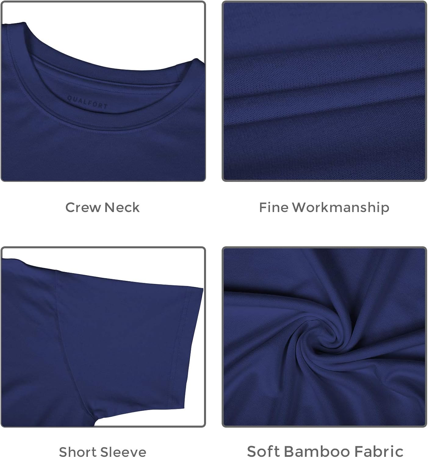 QUALFORT Men's Bamboo T-Shirts Crewneck Undershirt at  Men’s Clothing store