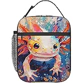 cromcu Axolotl Insulated Lunch Box for Women Men Axolotl Lunch Bag for Work,Picnic,Travel,Hiking,Beach or Fishing Polyester
