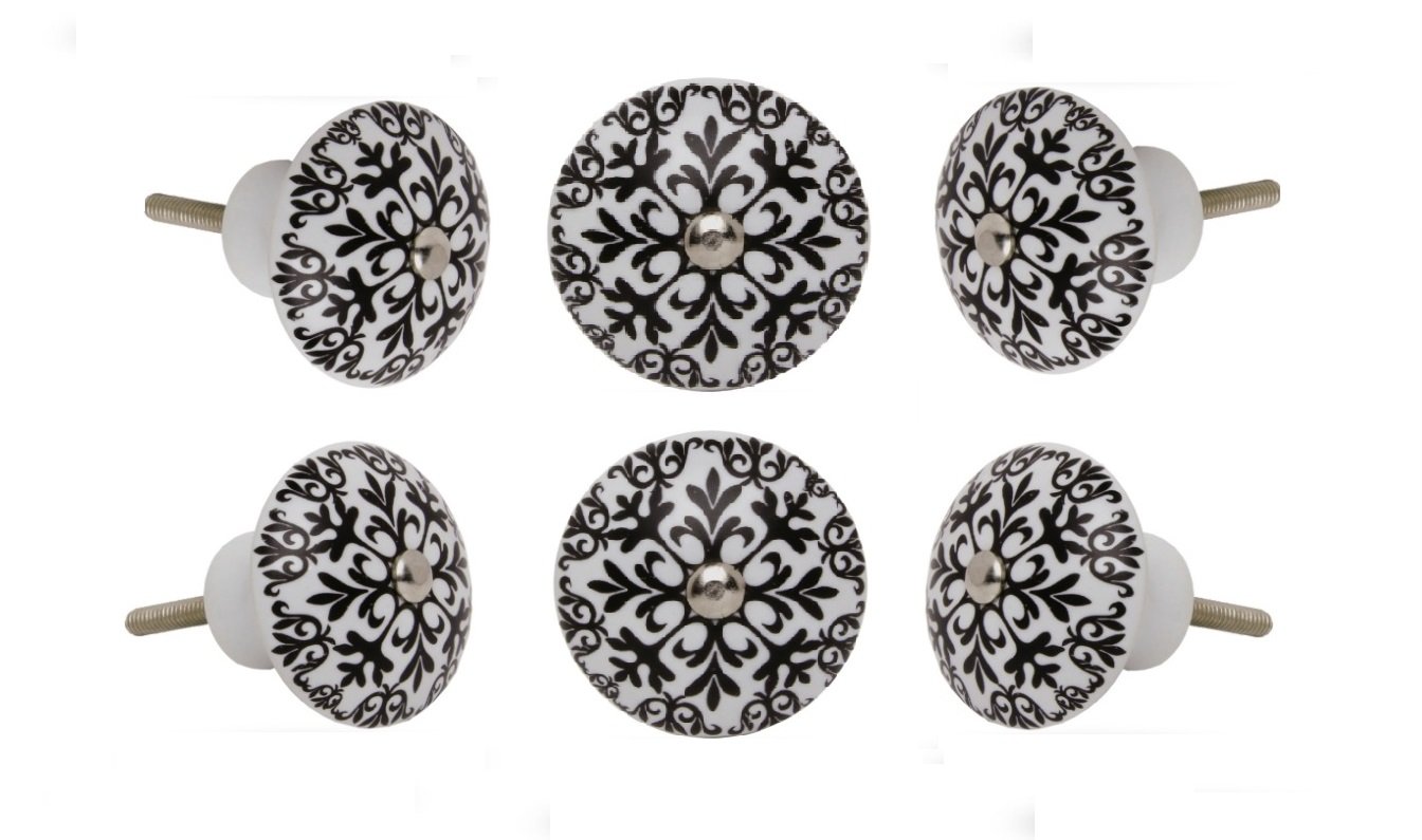 Set Of 6 Ceramic Cabinet Door Knobs Morocco Diameter 40 Mm Drawer