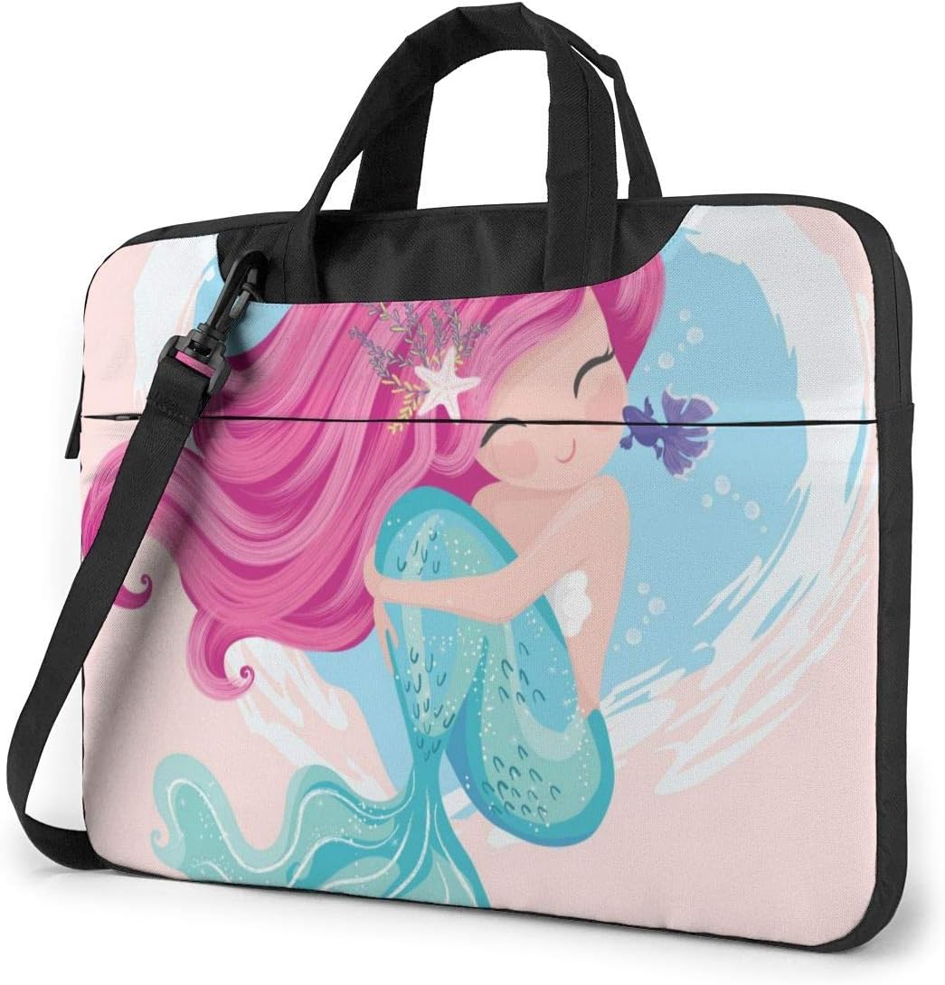 Cute Mermaid 14" Laptop Case Sleeve Briefcase Computer Shoulder Bag W/Strap