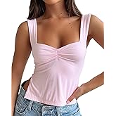 Womens Cute Going Out Crop Tank Top Sweetheart Neckline Backless Sexy Y2K Party Tops for Women Summer Clothes Basic Clothing