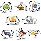 Travel Cookie Cutter Set 8-Piece Transportation and Vehicles Cookie Cutters with Car, Airplane, Train, Bus, Helicopter, Vintage Truck, Airship, Cruise Ship Shapes Biscuit Molds for Kids Baking Party