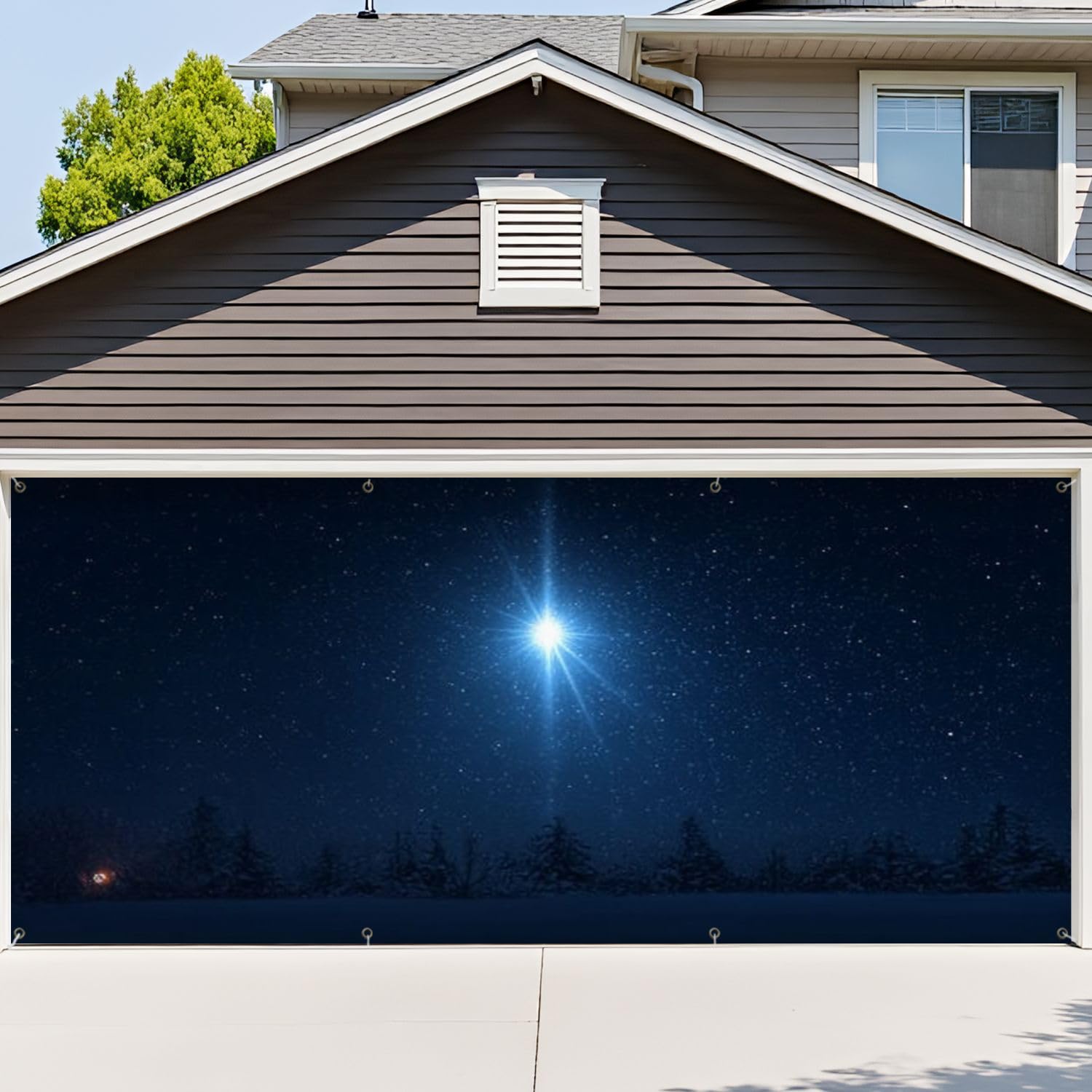Photo 1 of ***SIMILAR ITEM***
6x13ft Garage Door Cover Christmas Star Bethlehem Beautiful Dark Blue Starry Sky Bright Star Garage Door Banner Decorations Polyester Door Mural Backdrop for Outdoor Indoor Party Background Decor