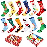 LOKIPA 12 Pairs Christmas Socks, Funny Christmas Socks Unisex Warm Thermal Novelty Gift Socks for Christmas Gift