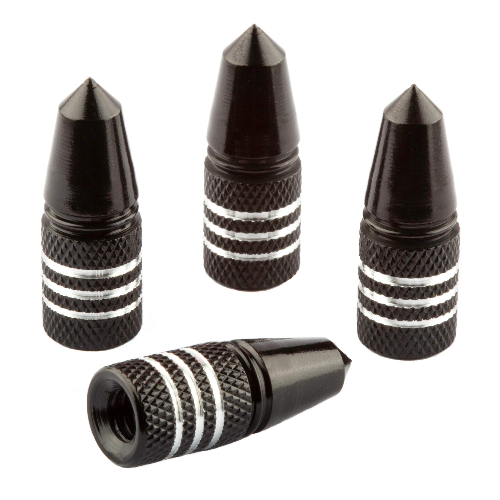 Photo 1 of Bike Bits Presta Valve Caps - Use On Presta/French Valves (4 Pack) (Black, Rocket)