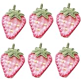 6 Pcs Cute Strawberry Fabric Hair Clips & Barrettes Set, Sweet Pink Duckbill Hair Accessories for Women & Girls