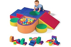 JUOIFIP 6 Pieces Toddler Climbing Toys Indoor, Crystal Velvet Foam Climbing Blocks for Toddlers 1-3, Baby Climbing Toys Soft Play Set for Climbing Crawling and Sliding(Balls not Included)