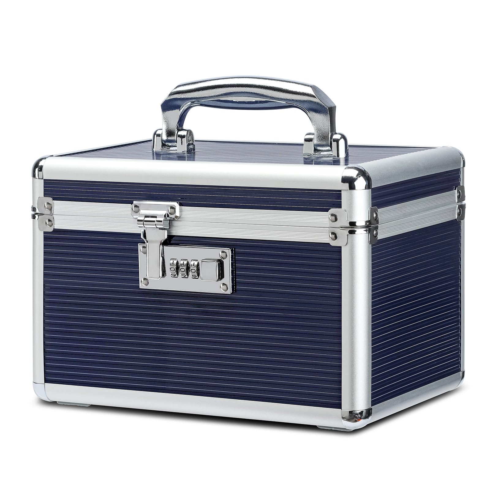 HEWEI WORKS Combination Locking Medication Box with Portable Storage Case, Childproof Medicine Lock Organizer, Lockable Box for Documents & Valuables (Blue, Small)