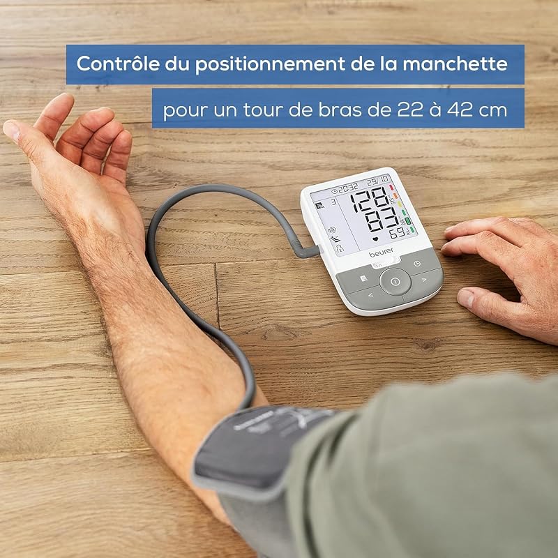 BM 53 Tensiomètre pour bras, fabriqué en Europe, cliniquement validé, détection fibrillation auriculaire, indicateur de risque, bras 22-42 cm, transfert de données vers Apple Health