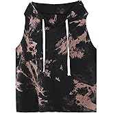Remidoo Women Sleeveless Hoodie Workout Tie Dye Tank Tops Gym Athletic Activewear