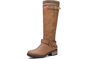 DREAM PAIRS Women's Knee High Boots Wide Calf Low Heel Riding Boots Fall Tall Boots for Women