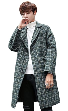 Amazon Baluote メンズ チェック柄チェスターコート 秋 冬