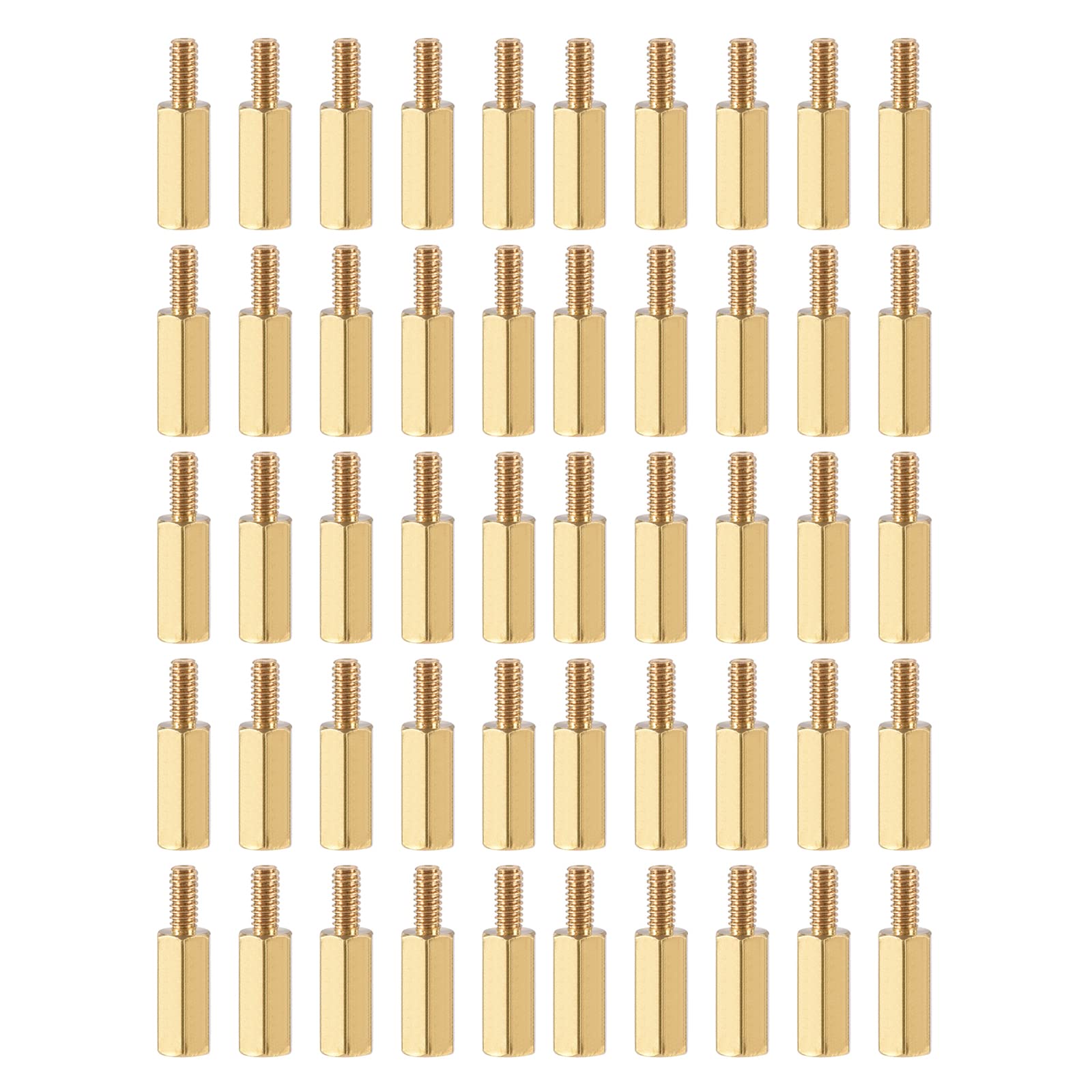 YOKIVE 50 Pcs M2.5 Standoff Screws, Brass Hex PCB Standoffs, Keep Height Consistent, Great for Motherboard (Gold Tone, 11mm+6mm)