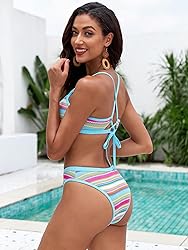 ZAFUL Women's Colorblock Stripes Triangle Bikini