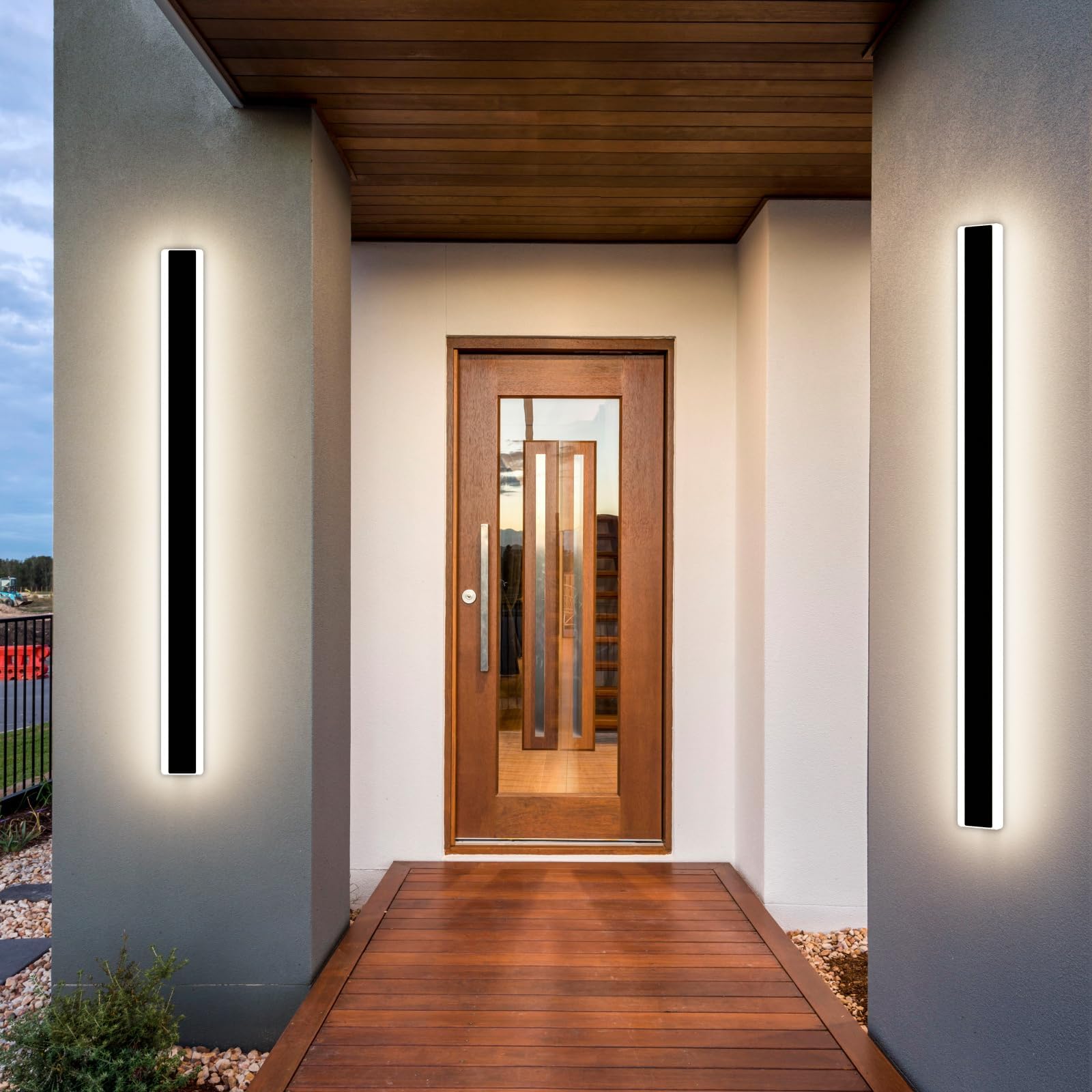 Mikeru 120CM Modern Rectangular Outdoor Wall Light, 3000k Warm White 42W Wall Mounted Simple Long Acrylic Wall Light LED Garden Wall Lights for Hallway, Garden, Balcony, Living Room