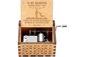 MUZERO Music Box Gift for Daughter from Dad, Birthday Christmas to Daughter from Daddy, Hand Crank Wooden Musical Box Play You are My Sunshine