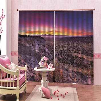 Amazon De Vorhang Abdunkelung Sunset Wildnis Vorhang Blickdicht 2er Set Muster Gardine Fur