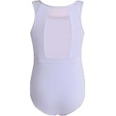 Phineein Girls Gymnastics Leotards Mesh Back - Kids Sleeveless Ballet Dance Leotard with Stylish Power Mesh Cutout Back