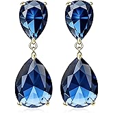 Emerald Earrings Green Large Emerald green Teardrop Drop Estate Style Earrings for Women Rhinestone Crystal Fashion Prom Wedding Waterdrop Dangle Earrings