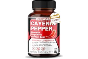 AUMETO Cayenne Pepper Capsules - Ultra Complex with Cinnamon, Ginger, Cardamom, Hawthorn Berry - Support Digestion, Circulation & Overall Wellness (180 Count (Pack of 1))