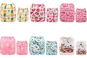 ALVABABY Newborn Cloth Diapers Pocket for Less Than 12 Pounds Boys and Girls Cloth Diaper Nappy 6 Pieces of Snaps diapers wit