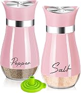 UDQYQ Salt and Pepper Shaker Set Glass 4 oz Pink with Funnel